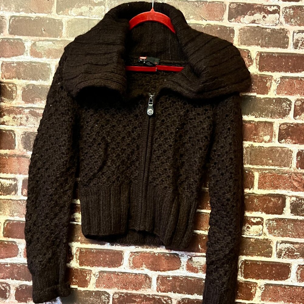 Diesel Dark Brown Chunky Knit Zip Sweater